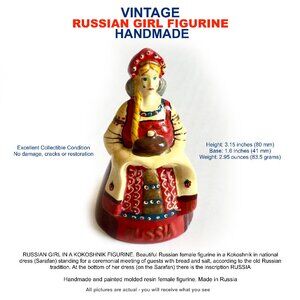 Russian girl in a Kokoshnik Figurine / Handmade in Russia